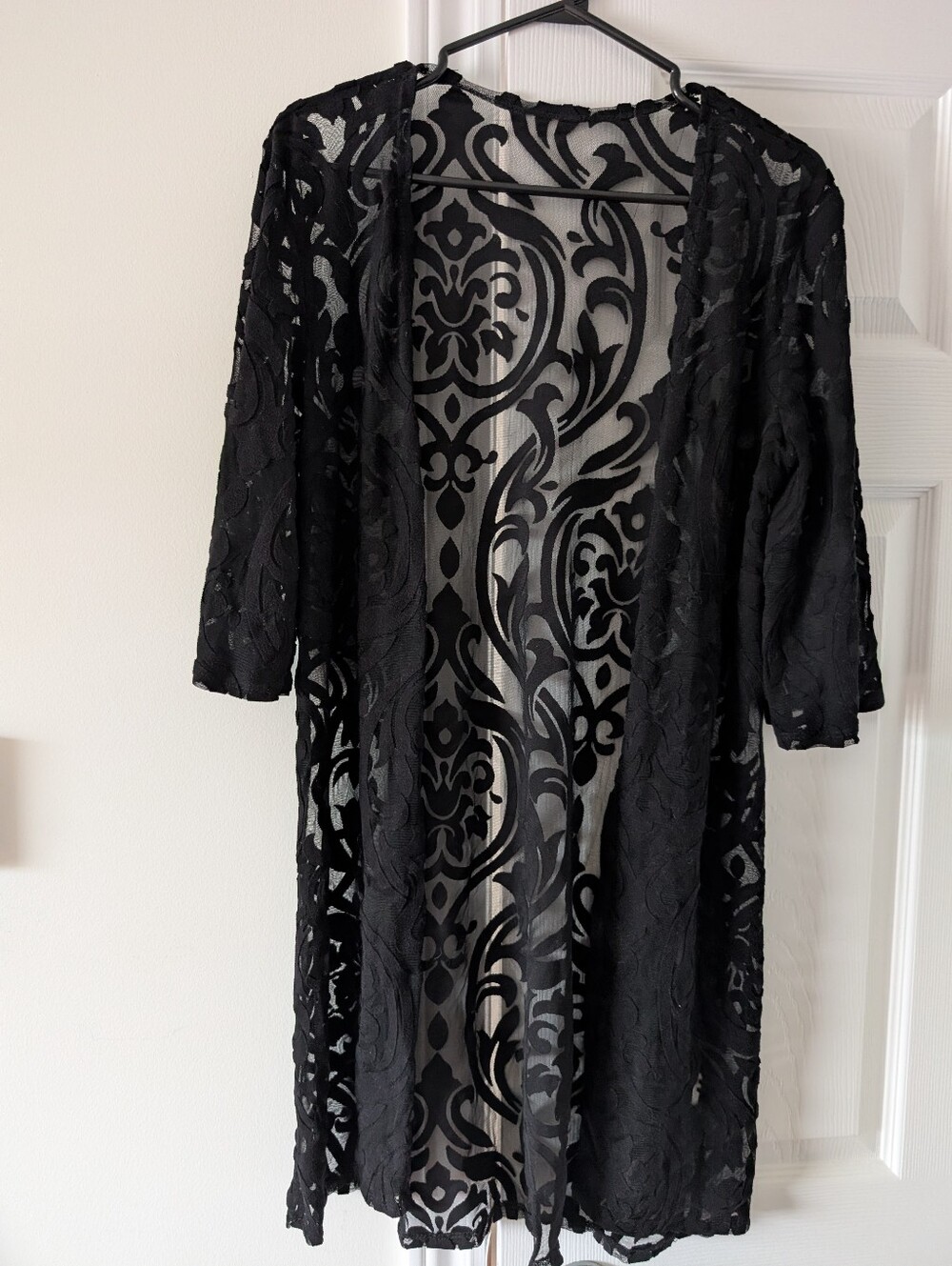 Black Sheer Burnout Layering Cardigan